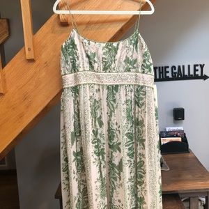 Cream and green floral dress